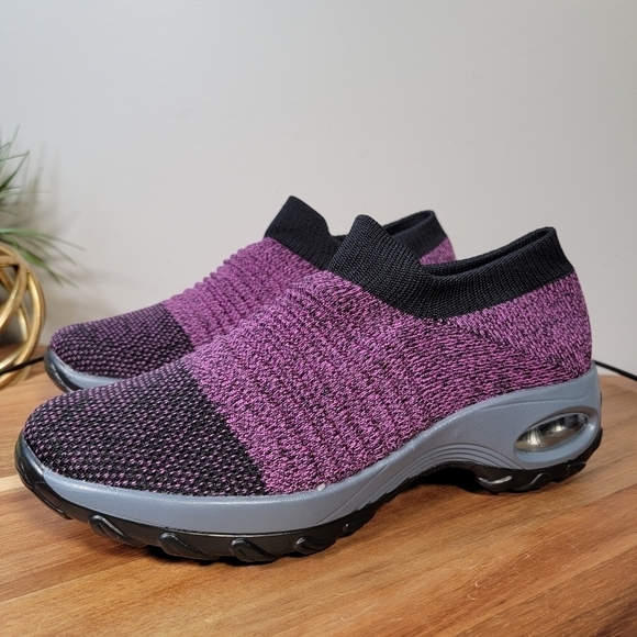 NEW Hyper Purple Black Comfy Memory Foam Slip On Sneakers Size 9 - Picture 9 of 17